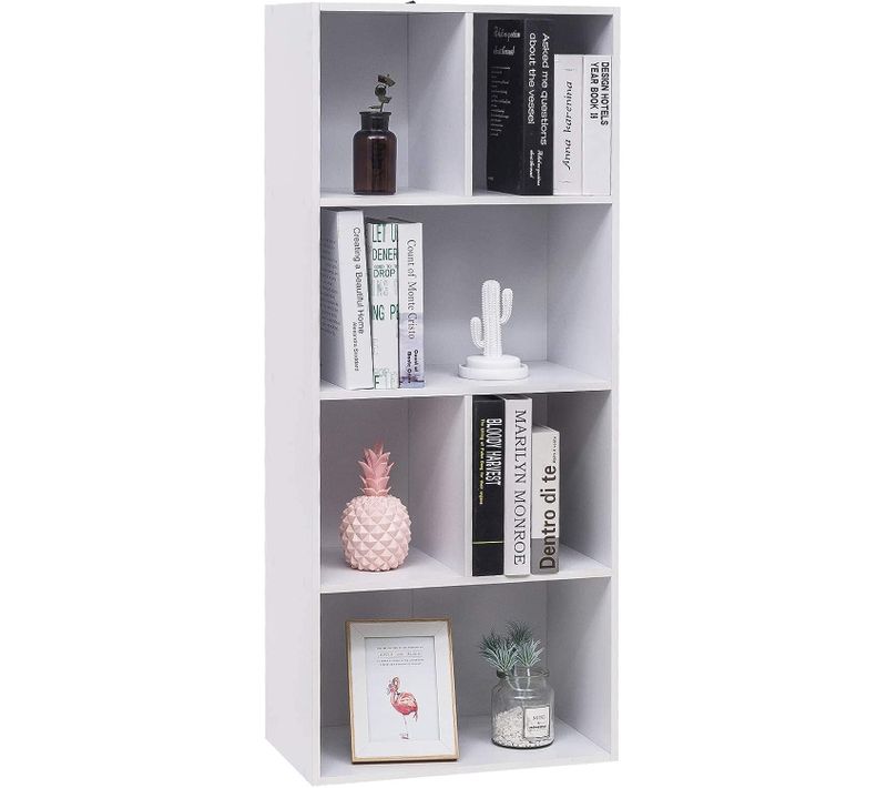 Bibliothèque Armoire. Etagère De Rangement. Meuble De Rangement. 50x30x118 Cm. Blanc