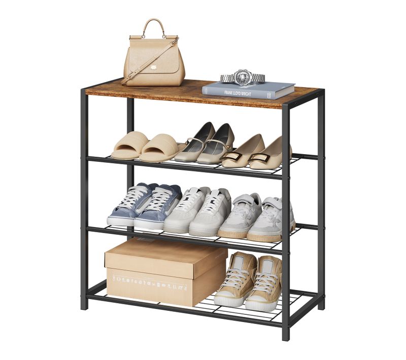 Banc à Chaussures Étagère à Chaussures.Meuble De Rangement.Environ 9 Paires Chaussures.MDF+Métal.‎