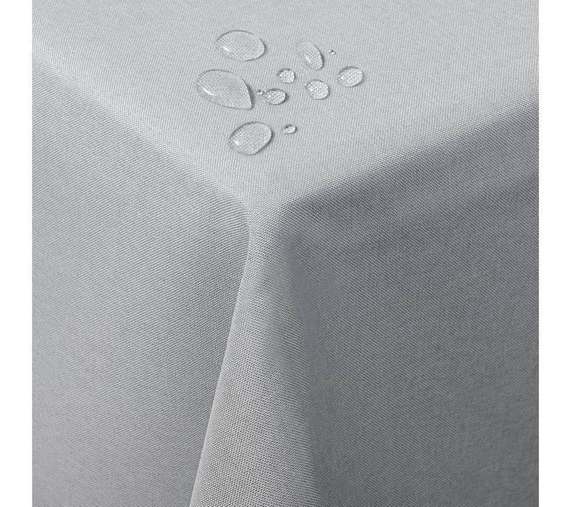 Nappe De Table 130 X 160 Cm. Aspect Lin.décoration De Table Imperméable.gris Clair