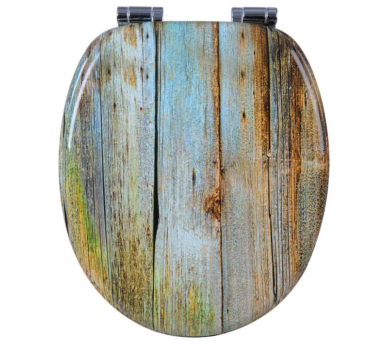 Abattant De Toilette En Mdf Avec Charnière Zinguée.couvercle De Wc.43.2x37.6cm.vieille Planche Iii