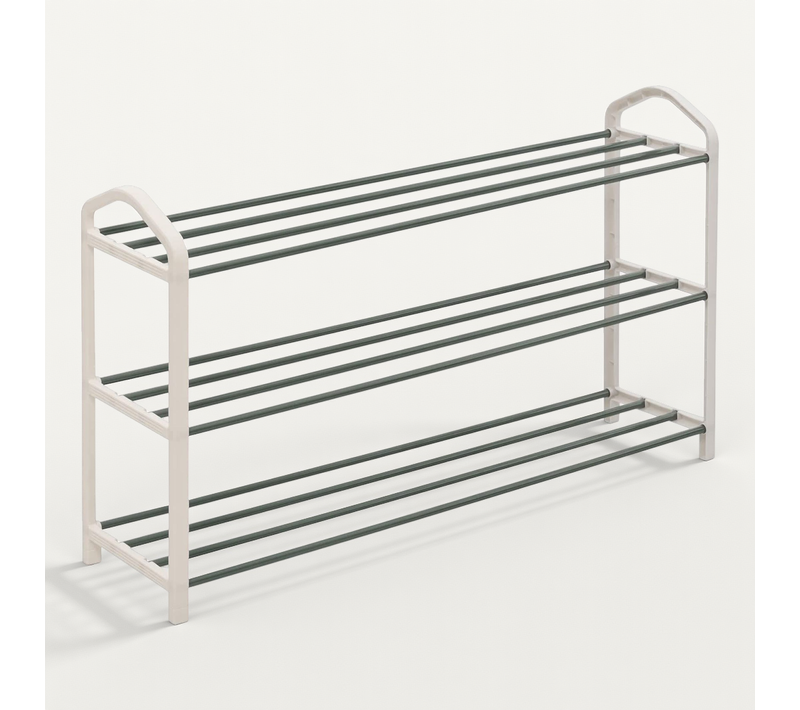 Etagère à Chaussures De 3 Étages-Meuble à Chaussure Pour 12 Paires De Chaussures-79x19.5x45cm-Crème