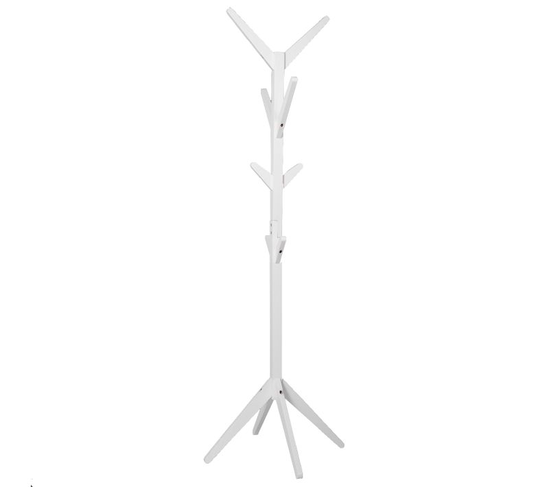 Porte-manteaux En Bois.portant à Vêtements Sur Pied Avec 8 Crochets.177cm.blanc