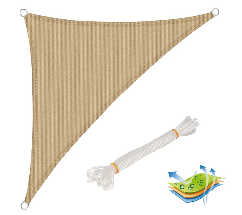 Voile D’ombrage 3x3x4.25 M Triangulaire En Hdpe.protection Contre Le Soleil. Sable