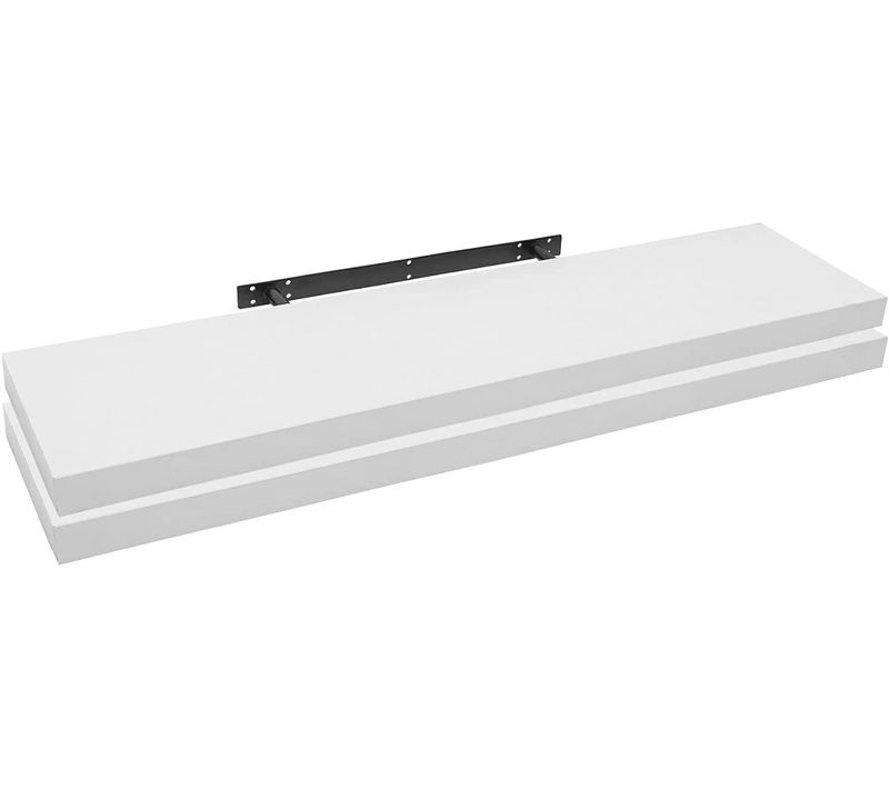 Lot De 2 Étagère Murale Cube En Bois Mdf. Étagère Pour Livres-cd-dvd.60x22.9x3.8cm.blanc