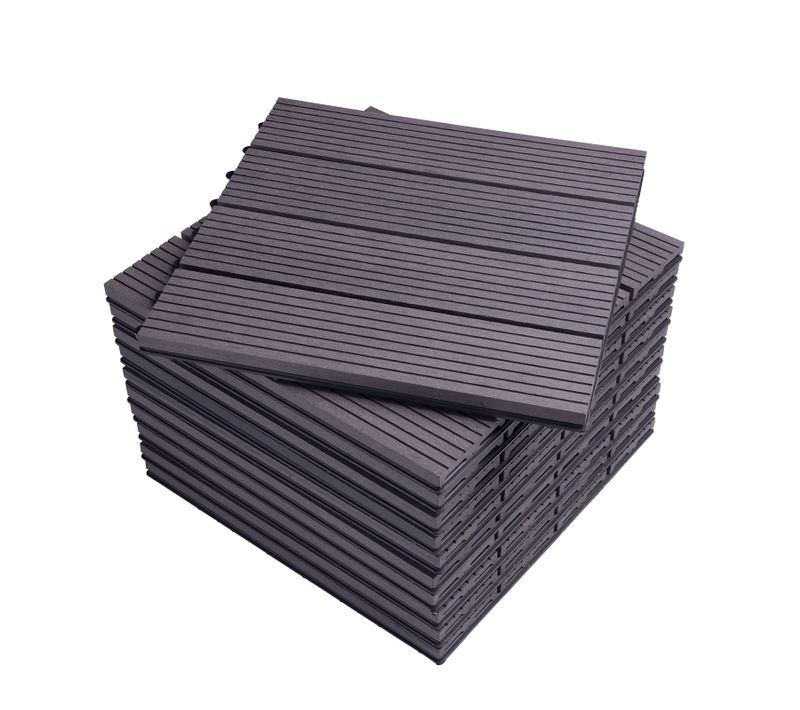 Dalle De Terrasse En Composite Bois-plastique.11 Pièces.1 M².30x30 Cm.gris