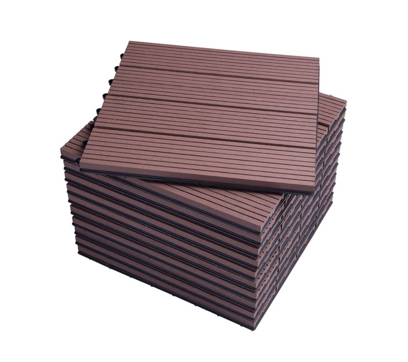 Lot De 11 Dalle De Terrasse En Composite Bois-plastique.1m².30x30 Cm.brun