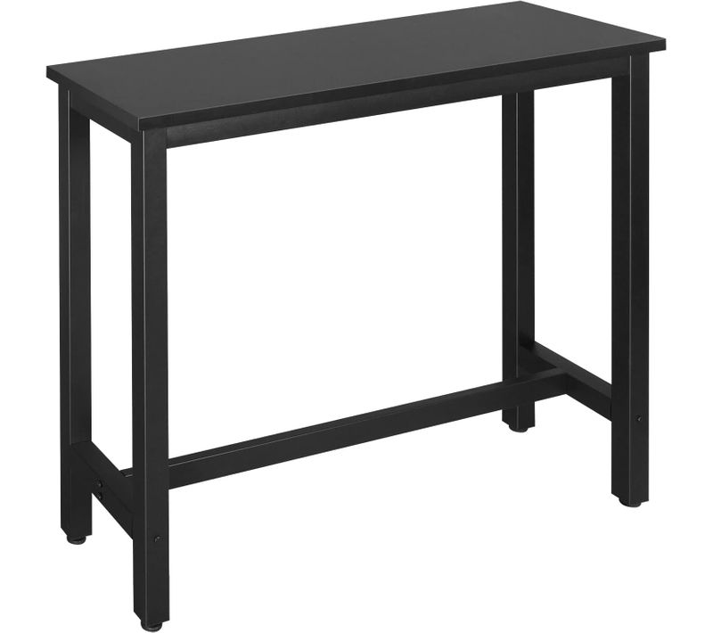 1 X Table De Bar.table à Manger. Structure En Métal. Plateau En Bois Massif. 120x40x100 Cm. Noir