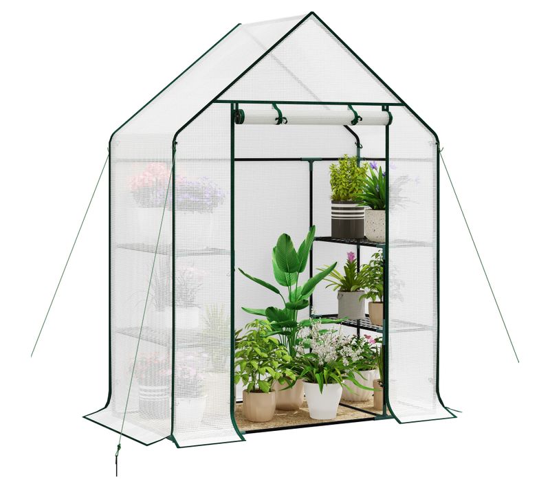 Serre De Balcon/jardin/terrasse En Pe. Serre à Tomate Avec Porte. Cadre En Acier.143x73x195cm