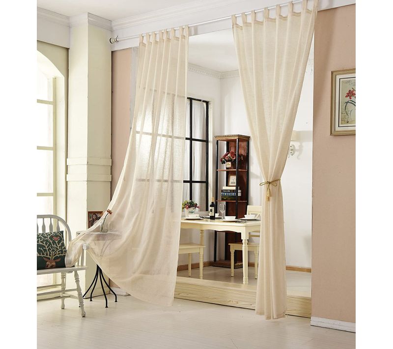 2 Pièce Rideau Voilage. Décoration Pour Fenêtre. Suspension à Pattes. 140x225 Cm. Sable. Vh5864sd-2