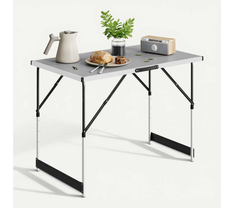 Table De Camping Pliante. Table De Jardin Pliable En Aluminium Et Mdf.100x60x94 Cm. Gris