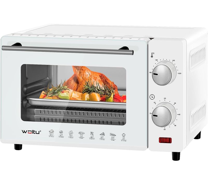 Mini Four Électrique 10L - 100-230℃, Minuterie 0-60min, 650W, Blanc