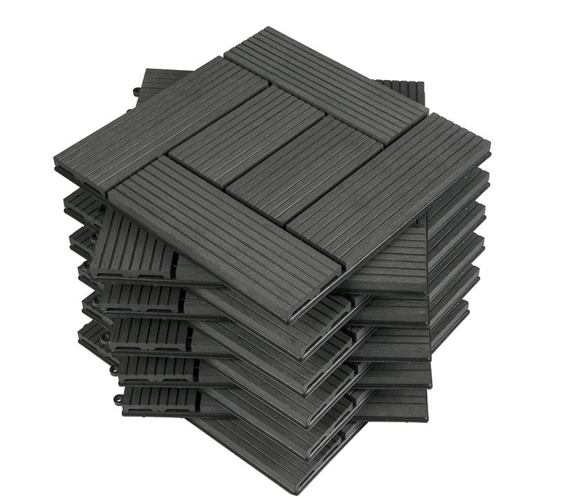 11 Pièces Carrelage De Sol.30x30 Cm.pour Jardin Terrasse Extérieur Fixation Plug-in.anthracite (1m²)