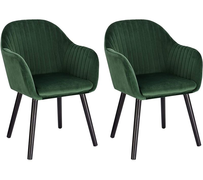 2x Chaises De Salle à Manger Assise En Velours Chaise Pour Cuisine/salon/café Vert Foncé