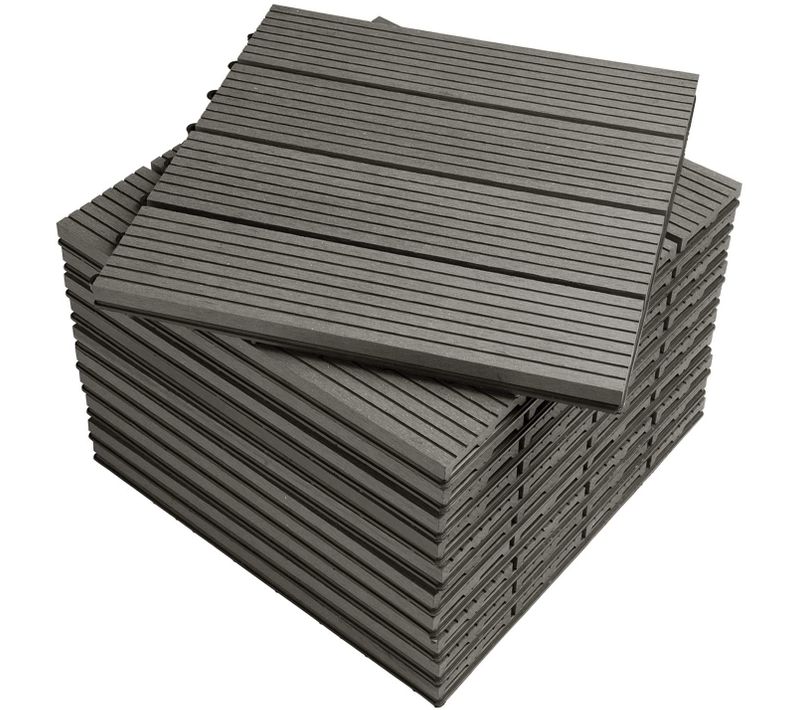 Carrelage De Sol Dalle Wpc 30x30 Cm.jardin Terrasse En Bois-plastique.anthracite(22 Pièces/2 M²)