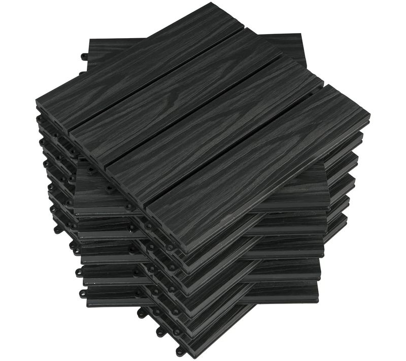 Dalle De Sol Wpc 30x30 Cm.revêtement Jardin Extérieur Fixation Plug-in.anthracite 22 Pièces/2 M²