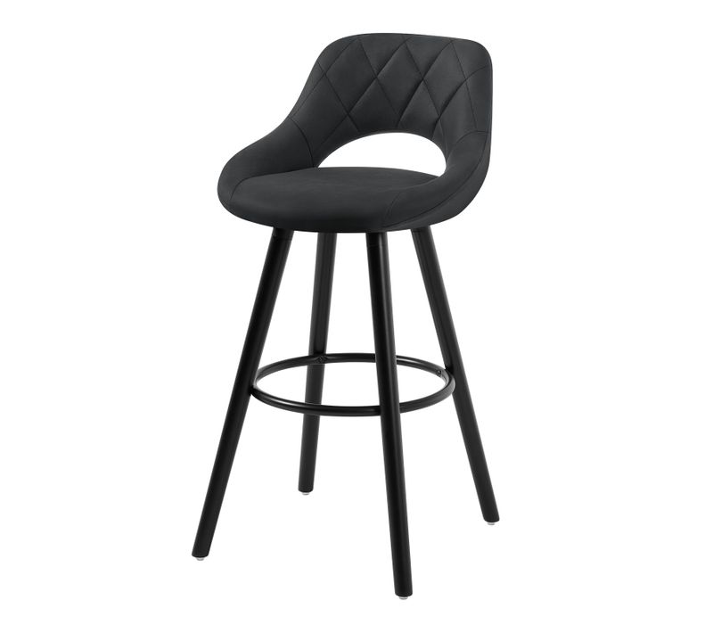 Tabouret De Bar En Tissu Simili-Cuir Chaise De Bar-Structure En Bois Massif-Anthracite