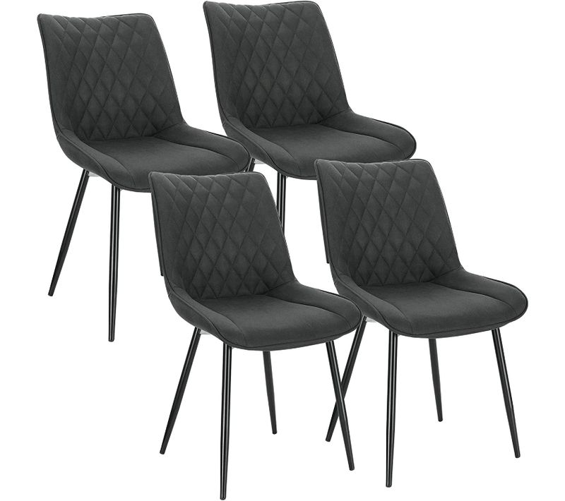 4x Chaises De Salle à Manger En Tissu Simili-cuir Chaises De Cusine Pieds En Métal Anthracite