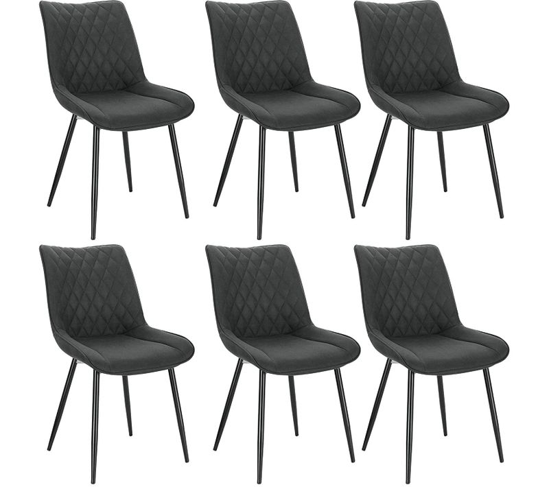 6xchaises De Salle à Manger En Tissu Simili-cuir Chaises De Cusine Pieds En Métal Anthracite