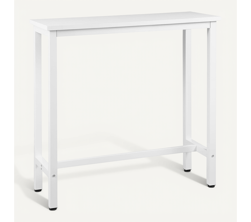 Table De Bar Industriel Avec Cadre En Métal. Table à Manger Plateau En Aggloméré 100x40x100 Cm.Blanc