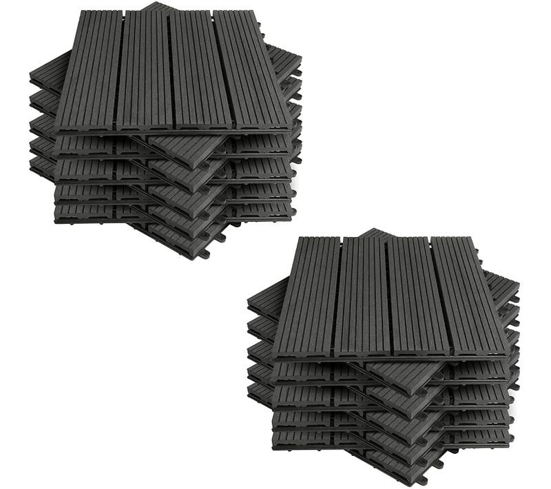 Wpc Carrelage De Sol 30x30 Cm.revêtement Sol Extérieur En Bois-plastique.anthracite(22 Pièces/2 M²)