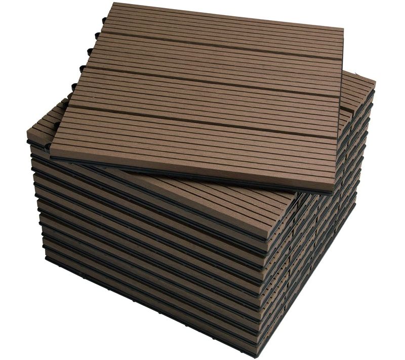 Wpc Carrelage De Sol 30x30 Cm.revêtement Sol Pour Extérieur En Bois-plastique.brun(22 Pièces/2 M²)