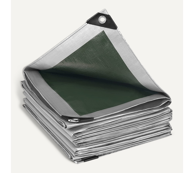 Pe Bâche Piscine.couverture Étanche Imperméable+indéchirable180g/m²2x3m Gris/vert