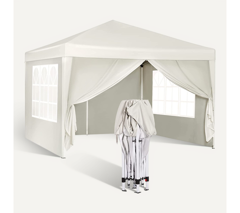 Tonnelle De Jardin Pliable Imperméable 3x3m - Protection UV 50+ Hauteur Réglable - Beige