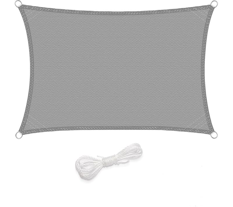 Voiles D'ombrage.rectangulaire 4x6m.en Hdpe.protection Solaire. Anti 85% Uv.gris Clair