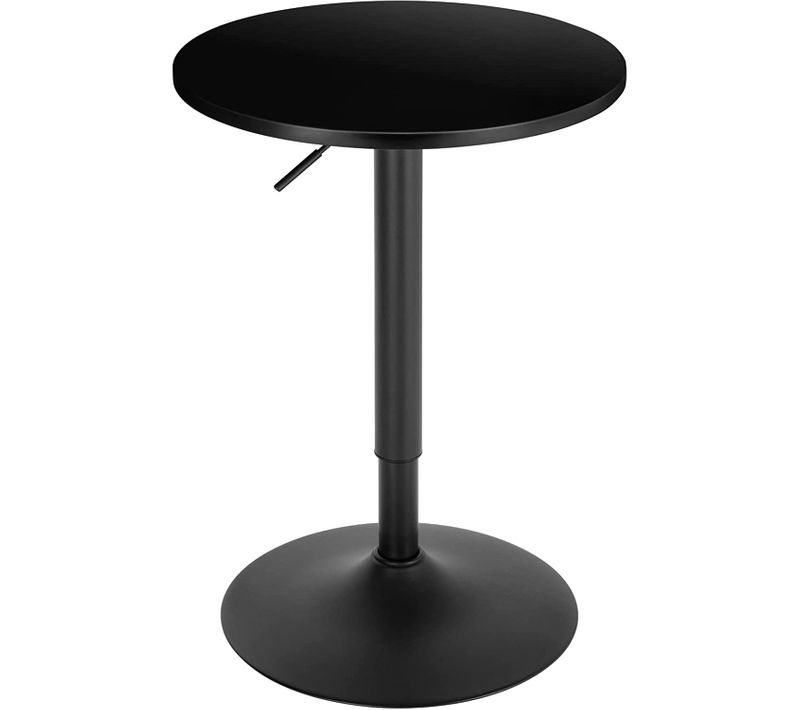 Table De Bar Ronde. Réglable En Hauteur 69.5-91.5 Cm. Pivotante à 360°. Table De Bistrot. Noir.