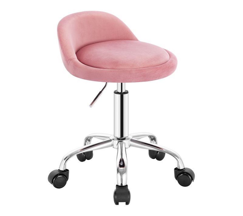Tabouret De Bureau Avec Dossier-Chaise D'ordinateur à Roulettes- 43-54-5cm-Rose