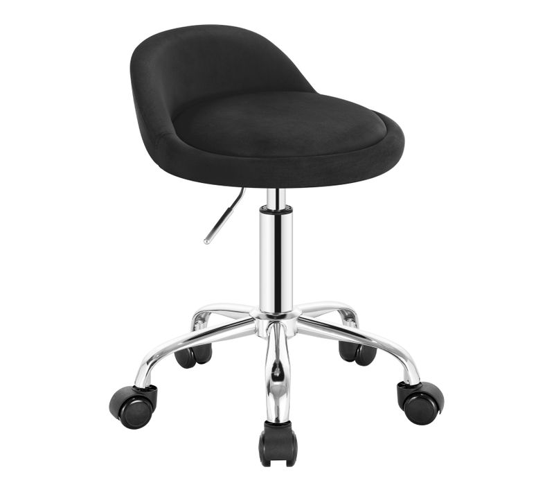 Tabouret De Bureau Avec Dossier- Chaise D'ordinateur à Roulettes- 43-54-5cm-noir