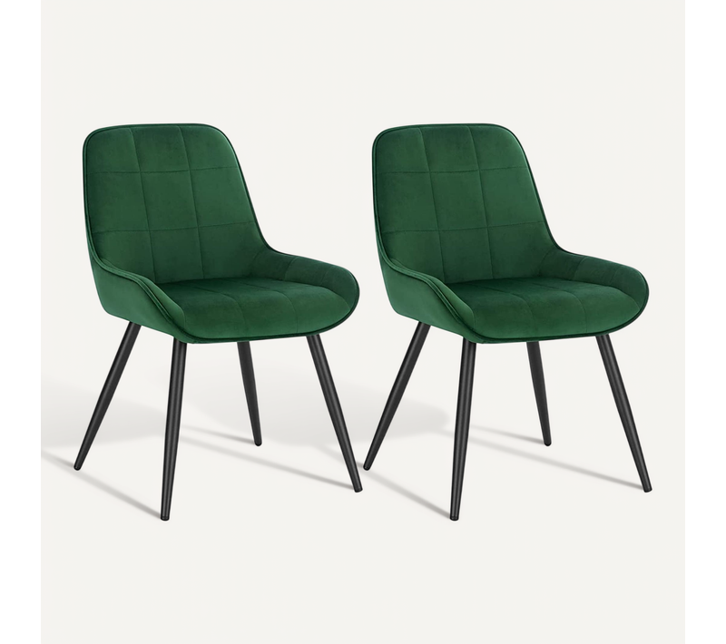 Lot De 2 Chaises De Salle à Manger. Chaises Relaxantes En Velours Avec Dossier. Vert Foncé