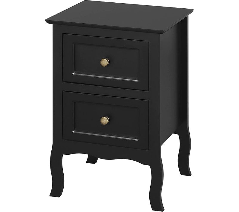 Table De Chevet Avec 2 Tiroirs. Table De Nuit Design Rétro Et Classique.mdf 40x30x60 Cm.noir