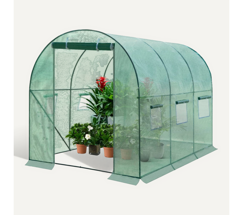Serre De Jardin. Tunnel En Tube D’acier Galvanisé Et Pe 140g/㎡.200x300x190 Cm. Vert