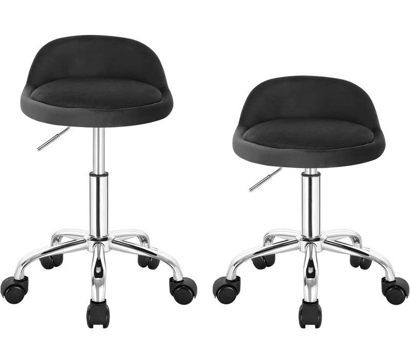 Lot De 2 Tabouret De Bureau Avec Dossier-chaise D'ordinateur à Roulettes- 43.54.5cm-gris Foncé