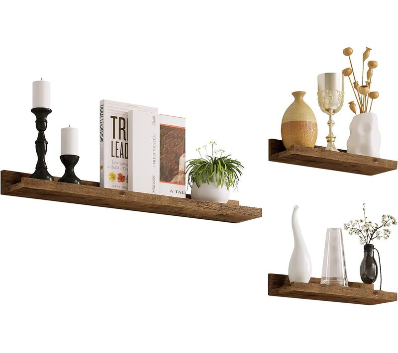 Lot De 3 Étagère Murale. Étagère De Rangement En Mdf Pour Saloncuisine Chambre Bureau.Marron Vintage