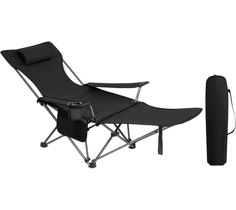 Chaise De Camping Pliante - Chaise Pliable Légère - Chaise De Pêche Dossier Réglable - Noir