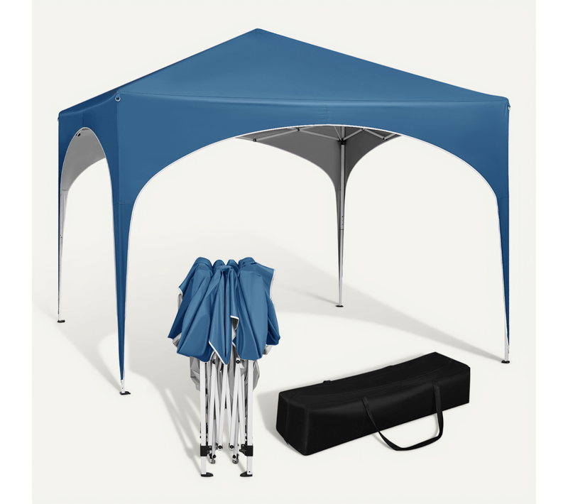 Tonnelle De Jardin-tente De Fête Avec Toit En Demi-cercle-pliable Imperméable-3x3m Bleu