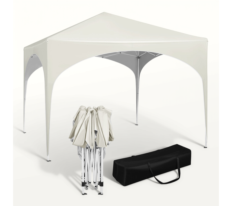 Tonnelle De Jardin-tente De Fête Avec Toit En Demi-cercle-pliable Imperméable-3x3m Beige