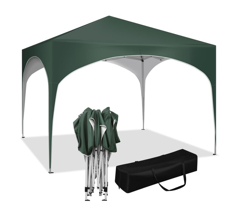 Tonnelle De Jardin-tente De Fête Avec Toit En Demi-cercle-pliable Imperméable-3x3m Vert