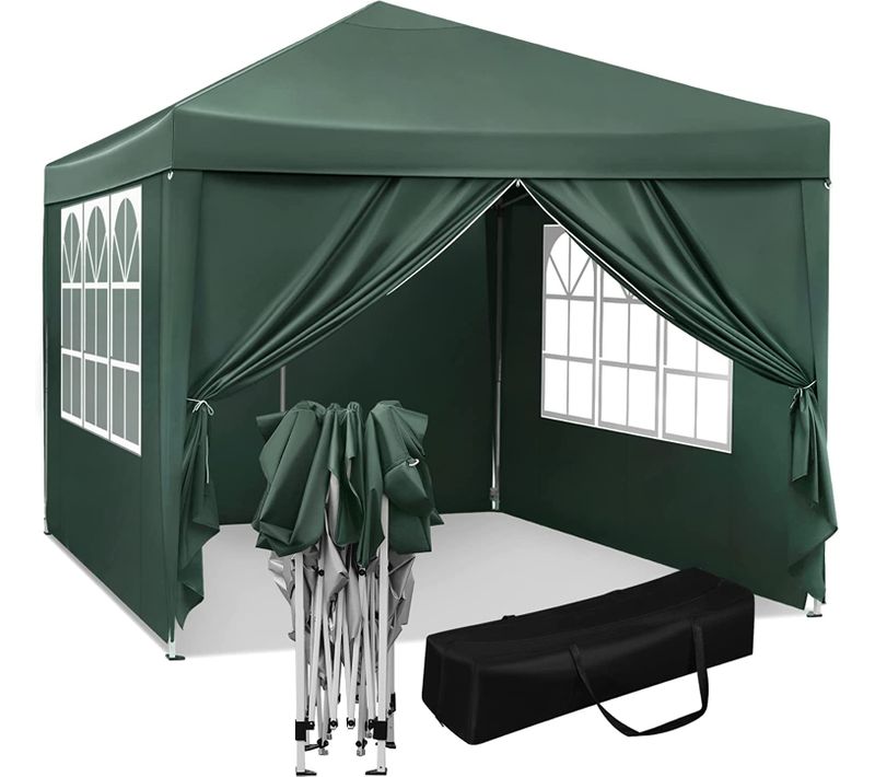 Tonnelle De Jardin Pliable Imperméable-Protection Du Soleil UV 50+ Hauteur Réglable 3x3m-Vert