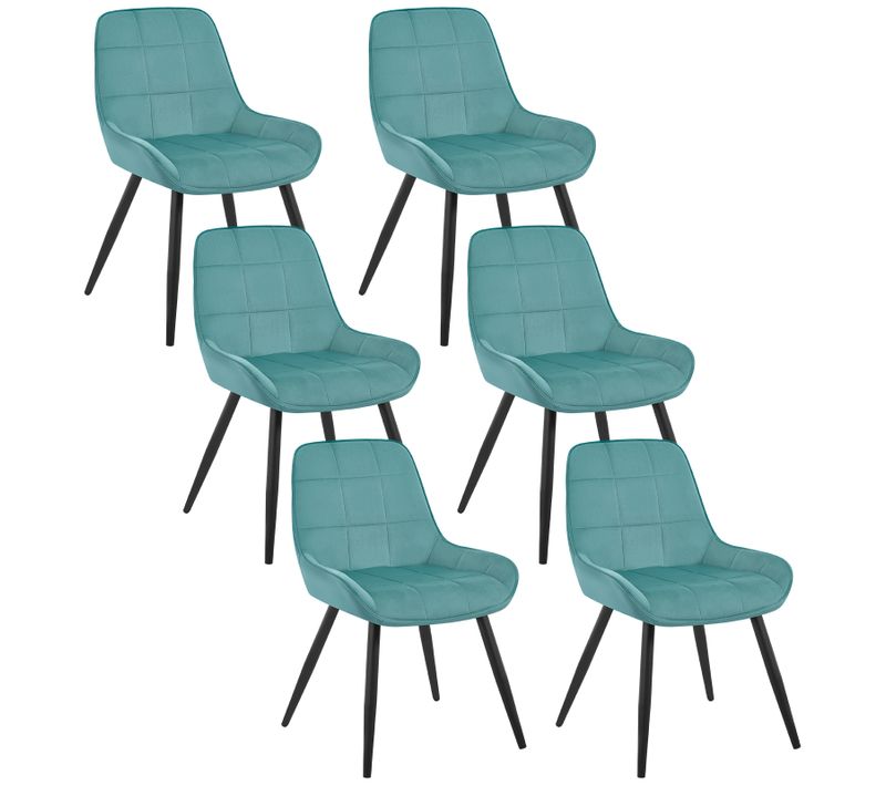 6x Chaises De Salle à Manger-Chaises Relaxantes En Velours-Ergonomiques Avec Dossier-Vert Turc