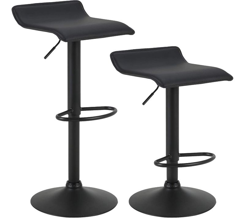 2x Tabourets De Bar - Chaise De Bar Réglable En Hauteur - Rotatif à 360 Dégrées - Noir