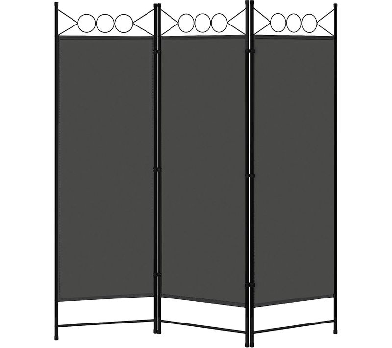 Paravent Pliable 167x172cm. Brise-vue Opaque à 3 Panneaux. Séparateur De Pièce Amovible. Gris Foncé