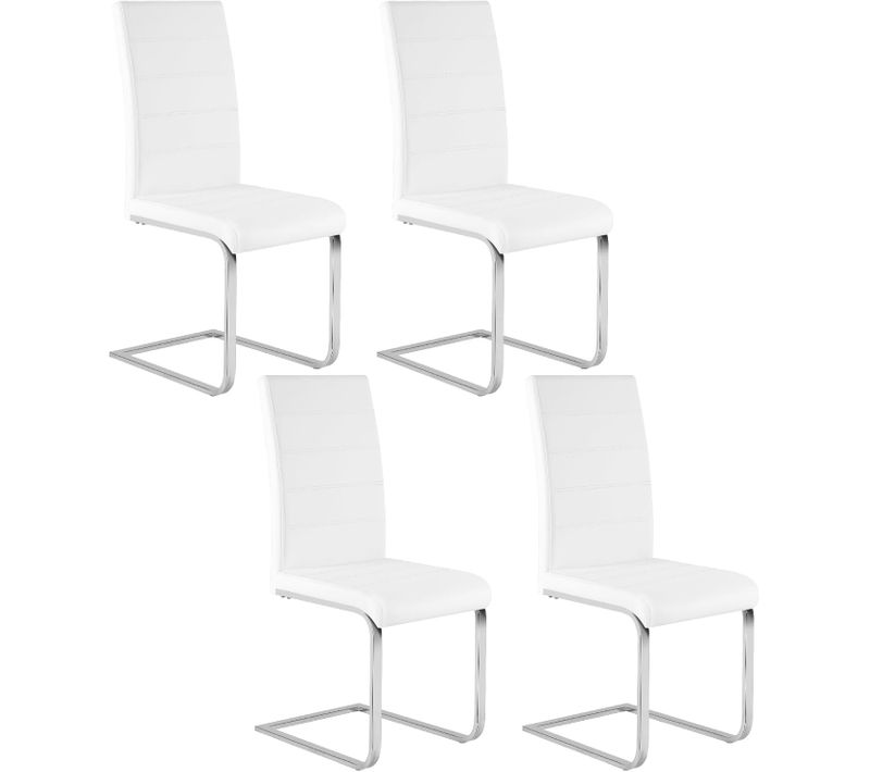 Lot De 4 Chaise Salle à Manger. Chaise Cantilever En Similicuir. Doux Et Confortable. Blanc