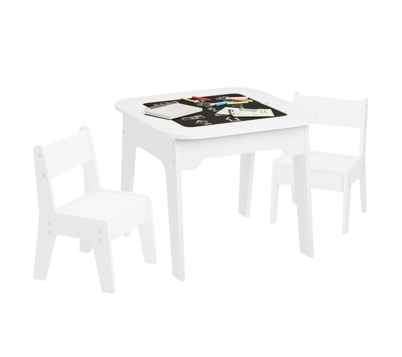 Table Enfant Avec 2 Chaises-ensemble De Table Et Chaises Pour Enfants-plateau En Double Face-blanc