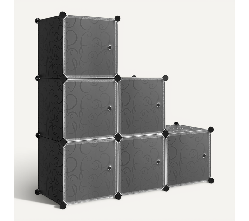 Armoire De Rangement Plastique - Meuble De Rangement Modulable - 6 Casiers - Noir