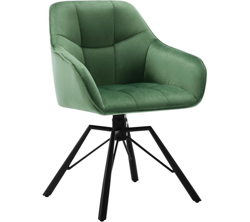 Chaise Salle à Manger, Chaise Cuisine, Pivotante, Scandinave, Rembourrée En Velours, Vert Foncé
