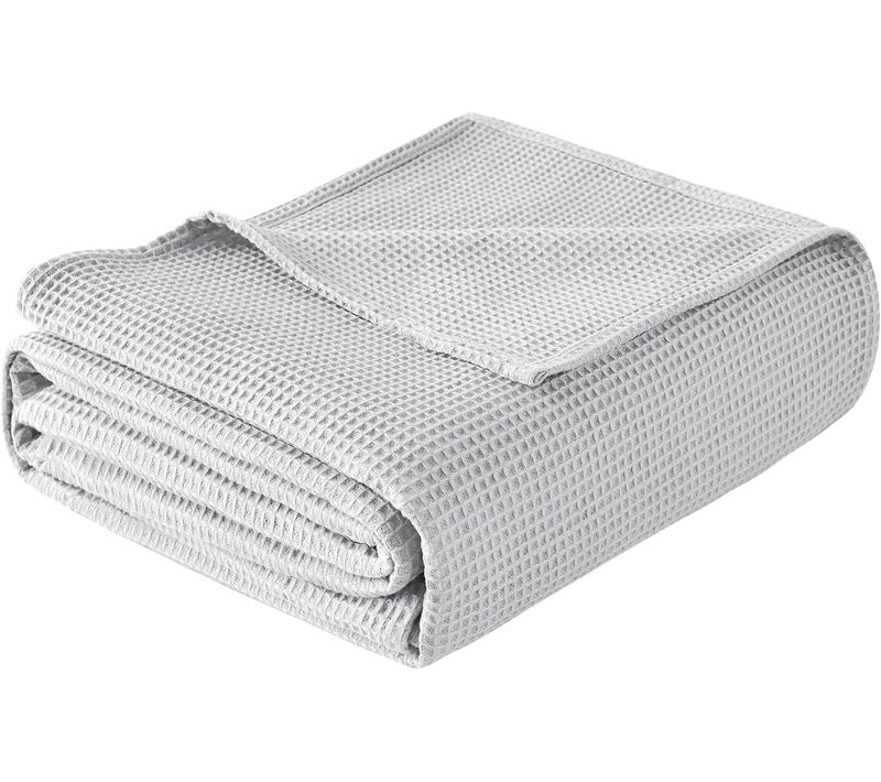 Couvre Lit En 100% Coton. Jeté De Canapé. Dessus De Lit. Couverture Gaufrée Légère. 170x210cm. Gris