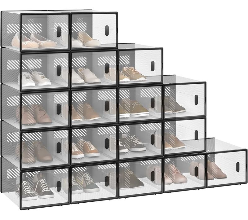 12 X Boîtes à Chaussure, Meuble Chaussures En Plastique, Empilable, Transparente
